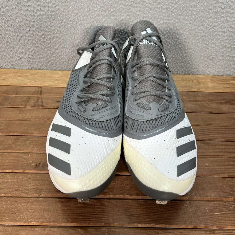 Adidas Baseball Cleats Mens‎ 15 Gray White Icon V Bounce Shoes Sports NEW